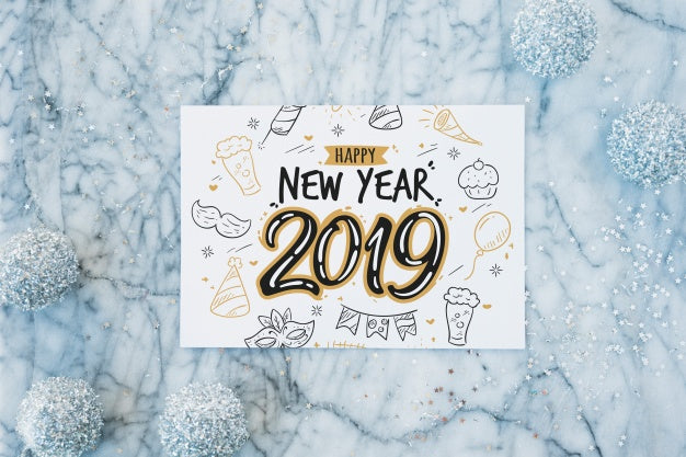 Paper Mockup With New Year Decoration Psd