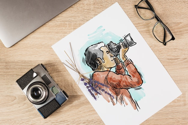 Paper Mockup With Photography Concept Psd