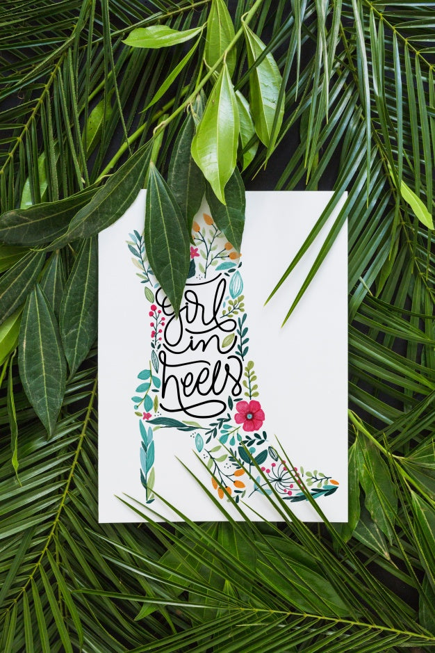Paper Mockup Within Tropical Leaves Psd