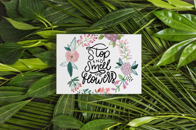 Paper Mockup Within Tropical Leaves Psd