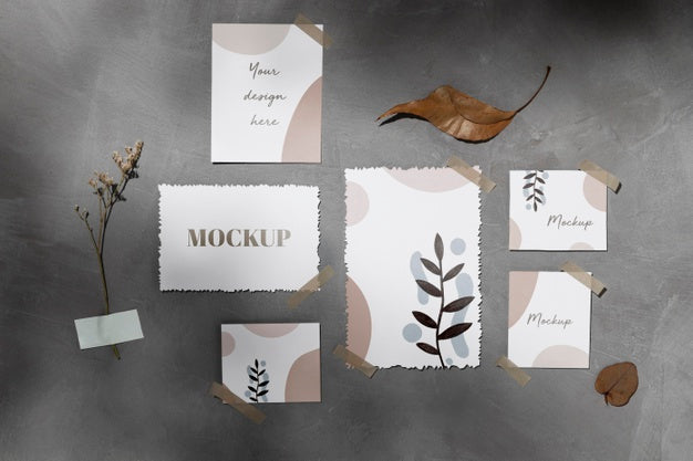 Paper Notes And Leaves Sticked To The Wall With Sellotape Psd