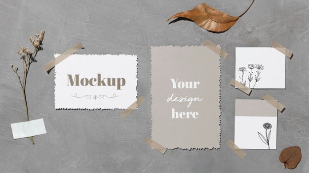 Paper Notes And Leaves Sticked To The Wall With Sellotape Psd