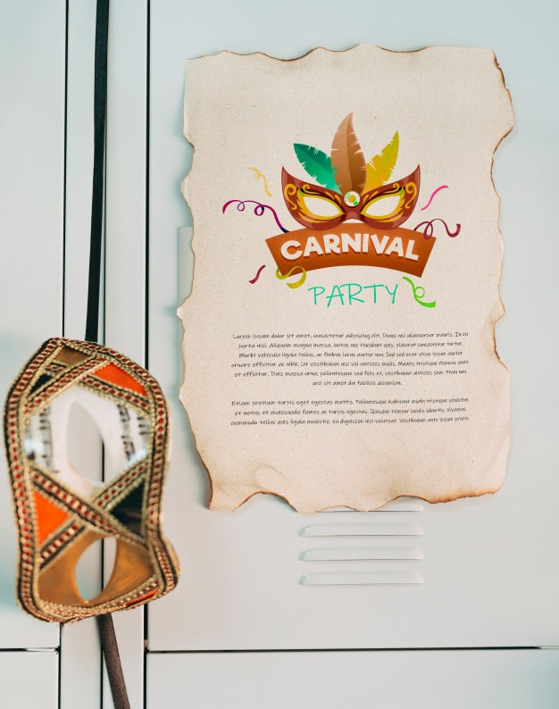Paper Page Mockup With Carnival Concept Psd
