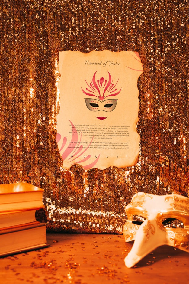 Paper Page Mockup With Carnival Concept Psd