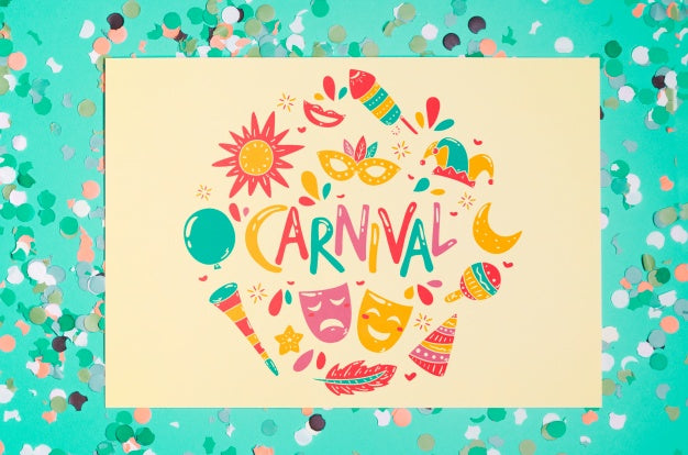 Paper Page Mockup With Carnival Concept Psd