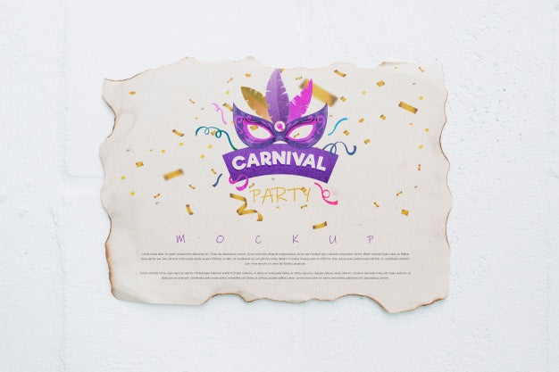 Paper Page Mockup With Carnival Concept Psd