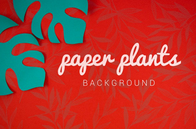 Paper Plants Background With Monstera Blue Leaves Psd