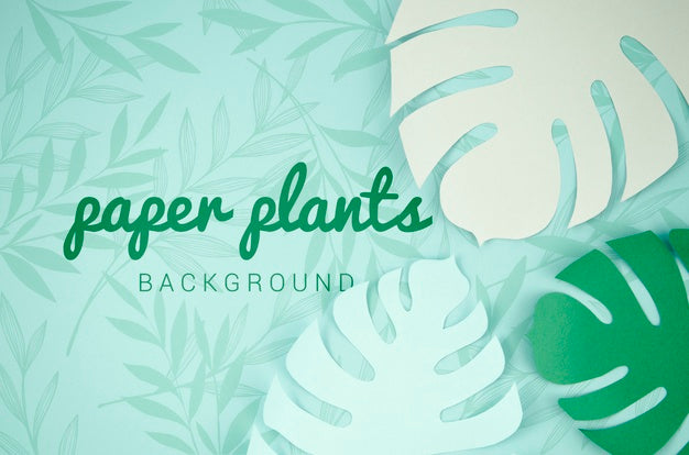 Paper Plants Background With Monstera Leaves Psd