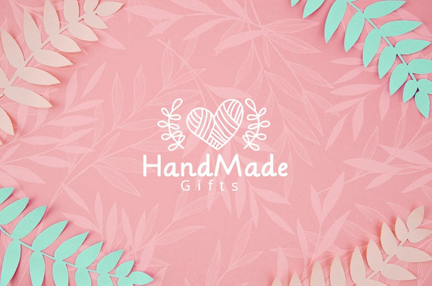 Paper Plants Pink And Blue Handmade Background Psd