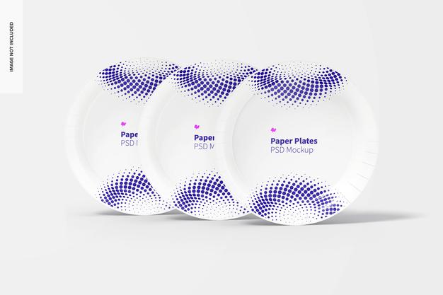 Paper Plates Mockup, Front View Psd