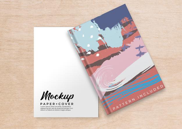 Paper Sheet And Book Cover Mockup Psd