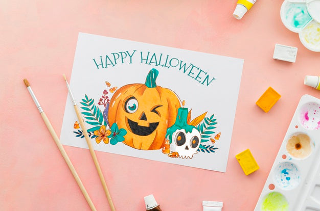 Paper Sheet Halloween Draw Concept Psd