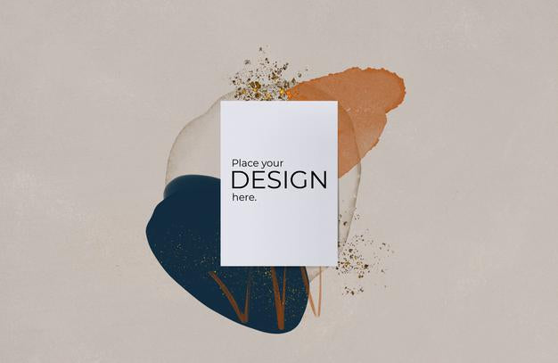 Paper Sheet Mockup Over Watercolor Stain Psd