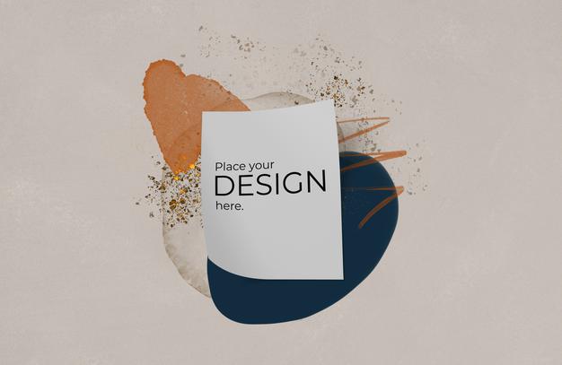 Paper Sheet Mockup Over Watercolor Stain Psd