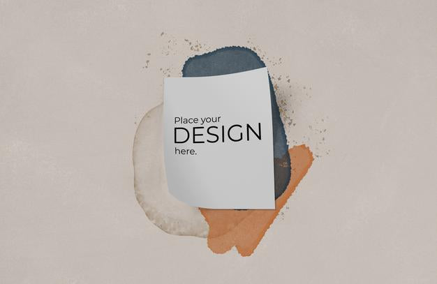 Paper Sheet Mockup Over Watercolor Stain Psd