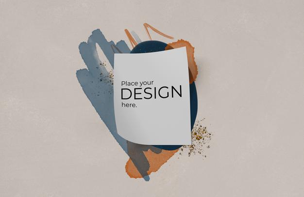 Paper Sheet Mockup Over Watercolor Stain Psd