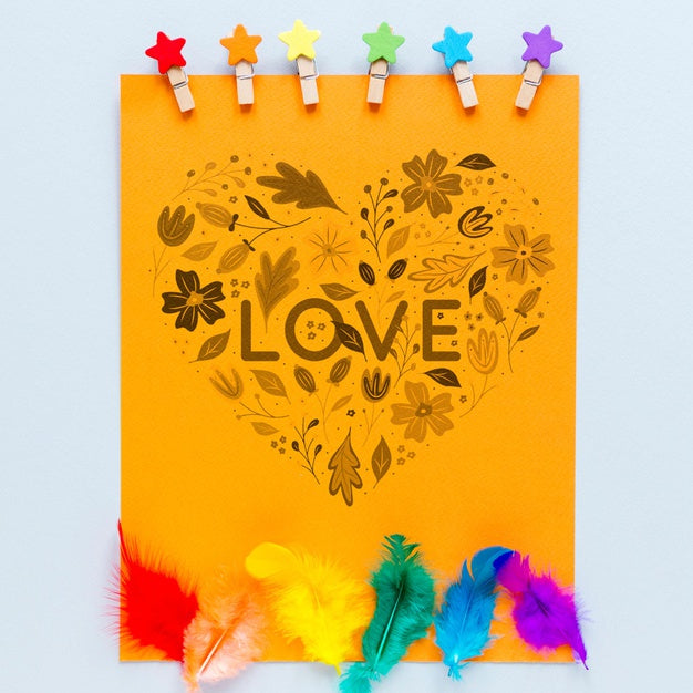 Paper Sheet With Feathers Psd