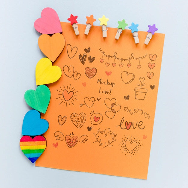Paper Sheet With Heart Collection Psd