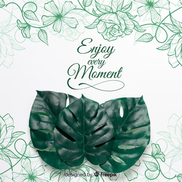 Paper Sheet With Message And Realistic Leaves On Top Psd