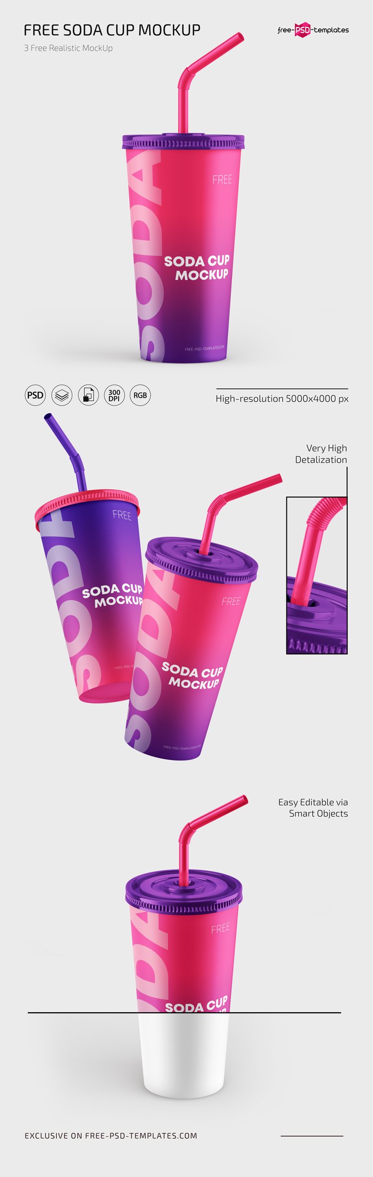 Paper Soda Cup Mockups In Psd
