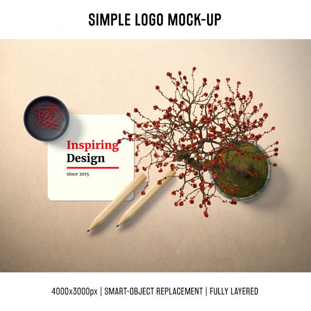 Paper With Bonsai Tree Mock Up Psd