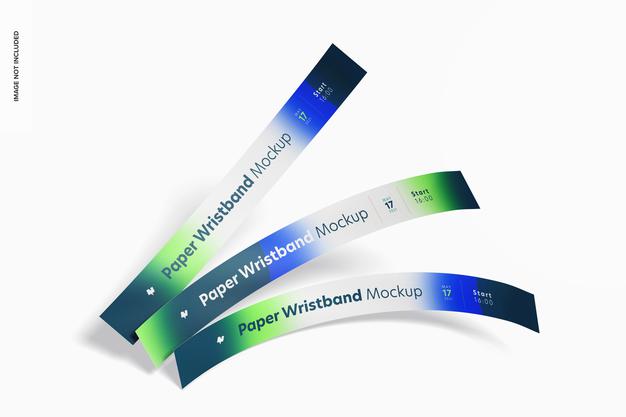 Paper Wristband Mockup, Top View Psd