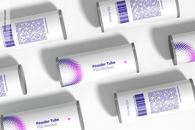 Paperboard Powder Tubes Set Mockup Psd