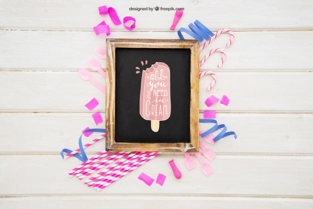 Party Composition With Slate In Middle Psd