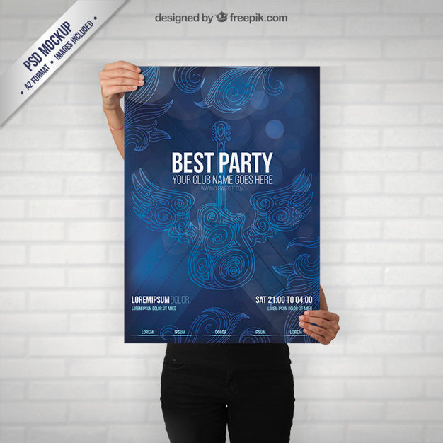 PSD Party Poster Held by Woman