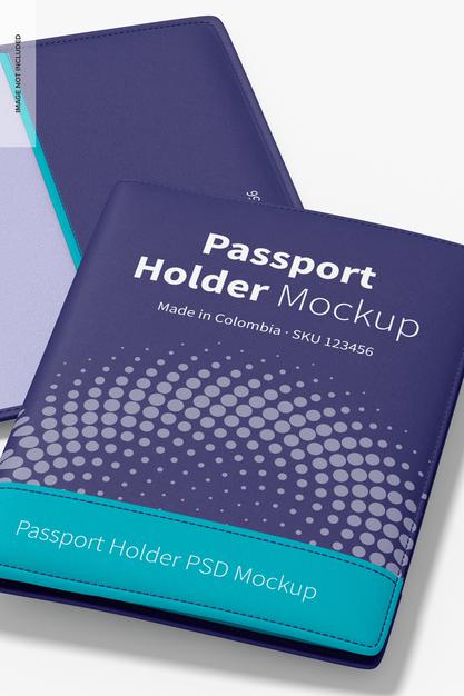 Passport Holder Mockup, Close Up Psd