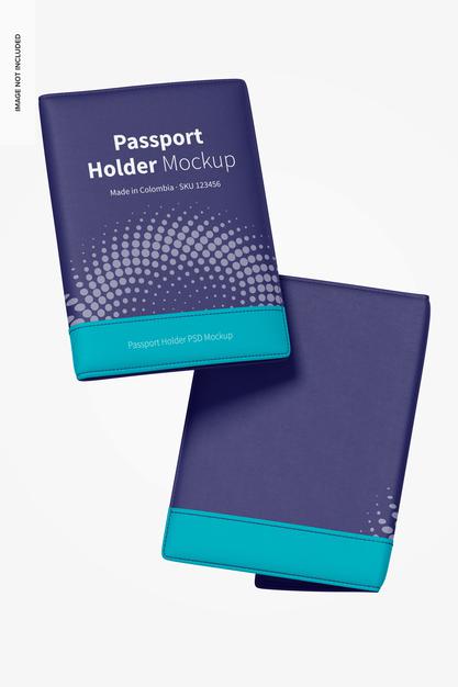 Passport Holders Mockup, Floating Psd