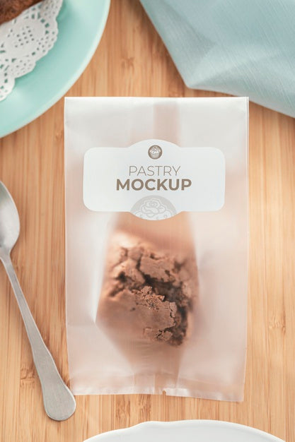 Pastry In Transparent Packaging Above View Psd