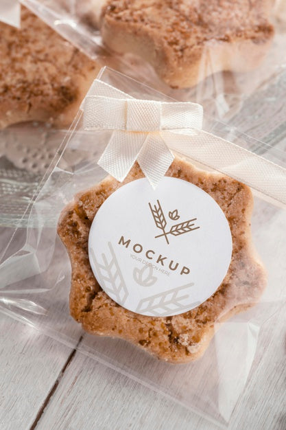 Pastry In Transparent Packaging Above View Psd