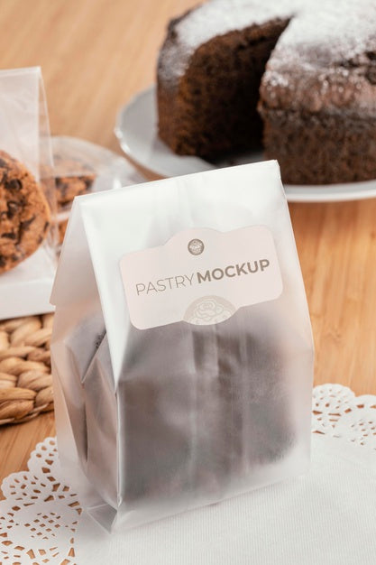 Pastry In Transparent Packaging Mockup Psd