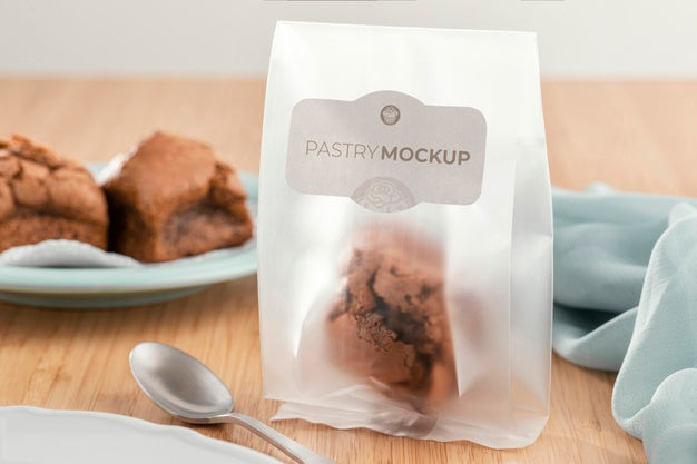 Pastry In Transparent Packaging Mockup Psd
