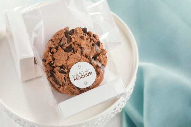 Pastry With Transparent Packaging Flat Lay Psd