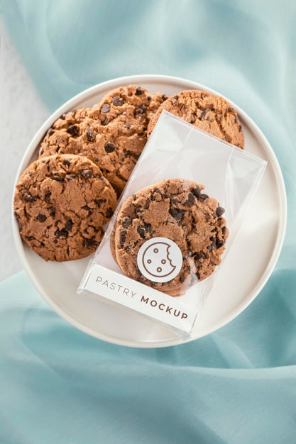 Pastry With Transparent Packaging Top View Psd