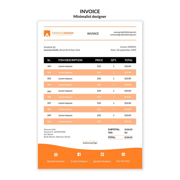 Payment Invoice Template Minimalist Design Psd