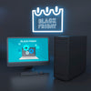 Pc Mock-Up With Blue Neon Lights Psd