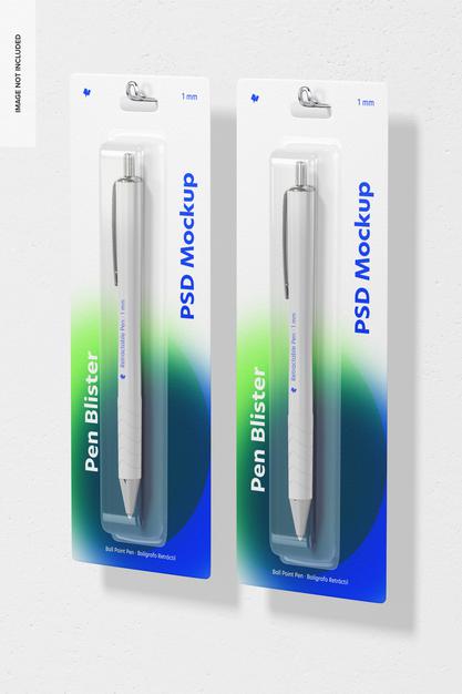 Pen Blister Mockup, Front And Back View Psd