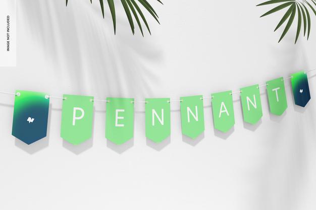 Pennant Banner Mockup, Hanging Psd
