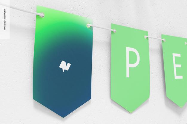 Pennant Banner Mockups, Close Up Psd