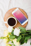Peony Flower Mockup With Coffee And Smartphone Psd