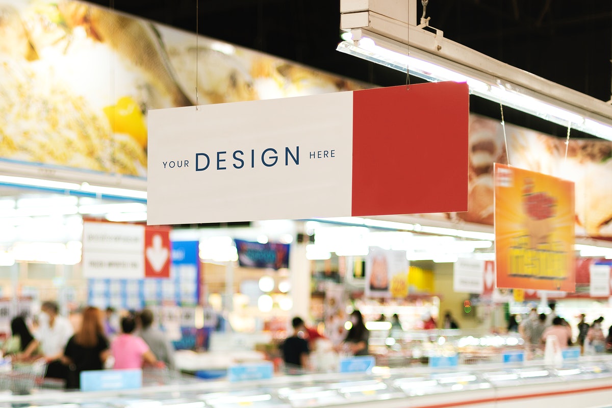 People Hoarding Food During Coronavirus Pandemic Mockup Sign