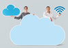 People Holding Cloud And Technology Icons Psd