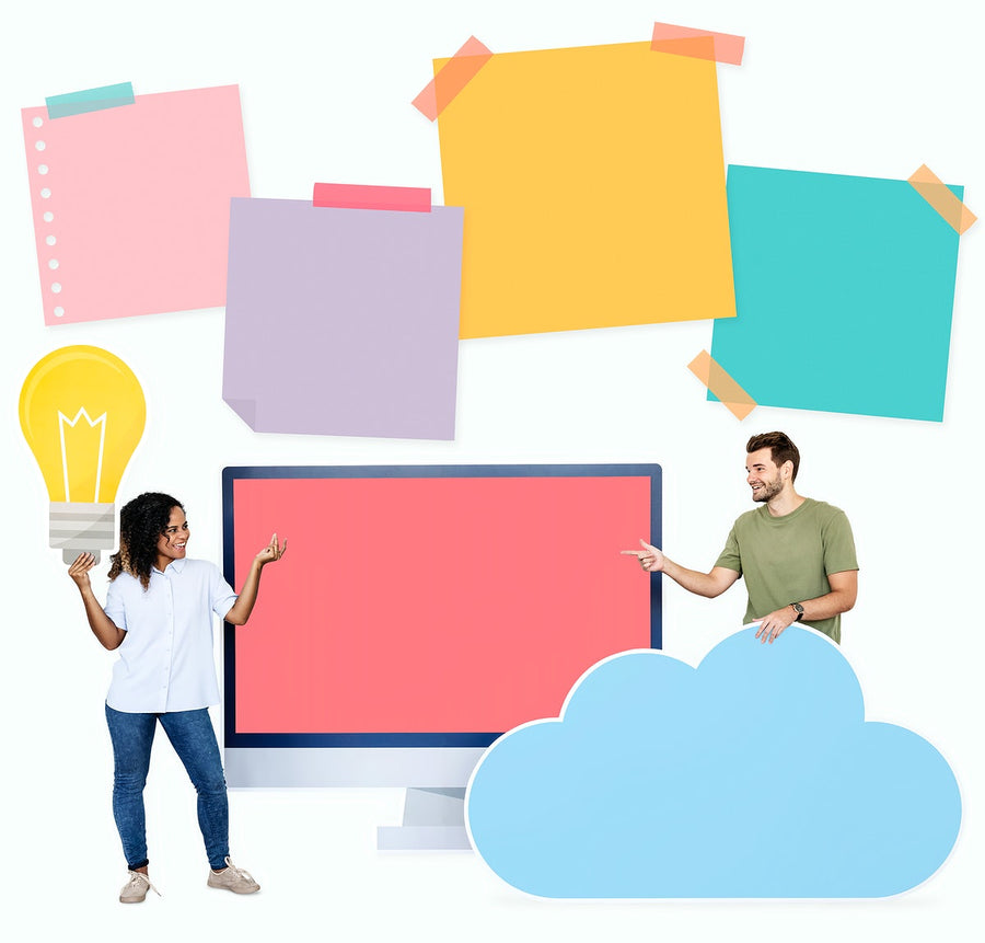 People Holding Ideas And Cloud Computing Icons
