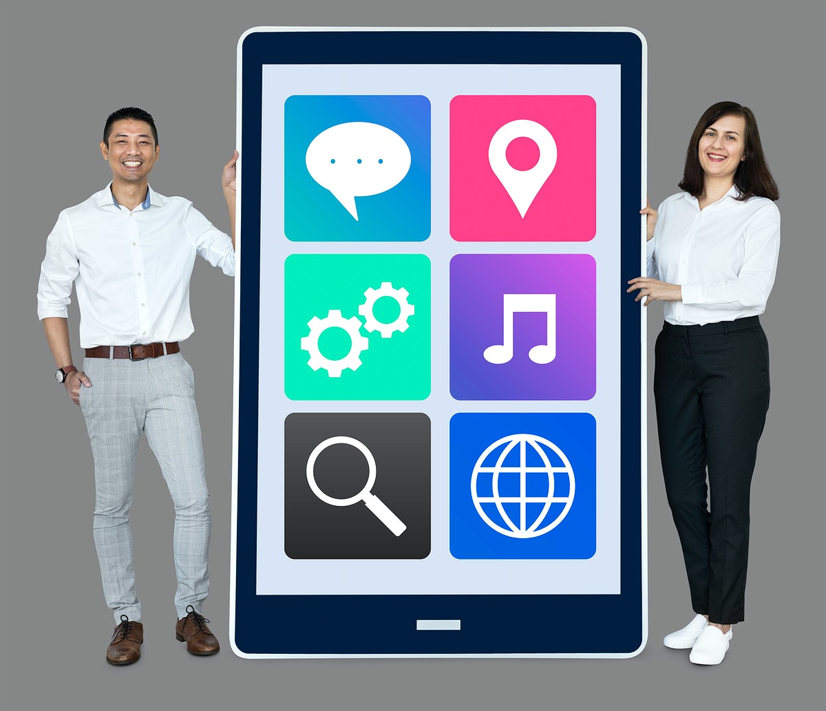 People Showing A Phone With Applications