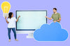 People With Icons Related To Cloud Technology And Internet