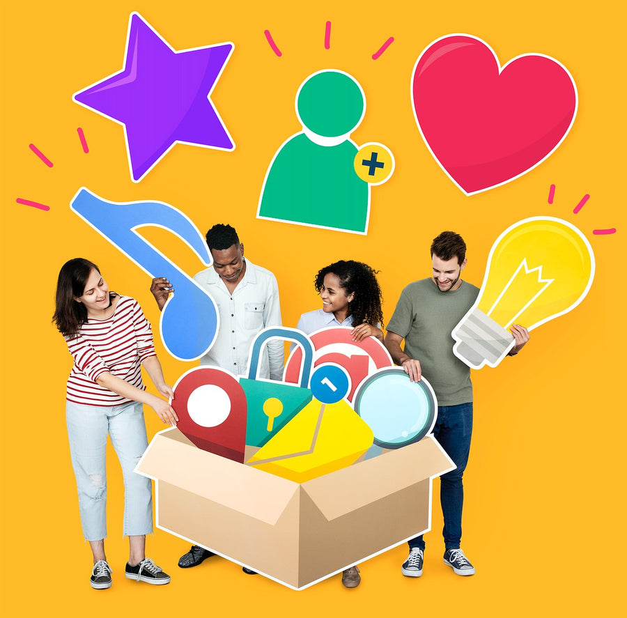 People With Social Media Icons In The Box