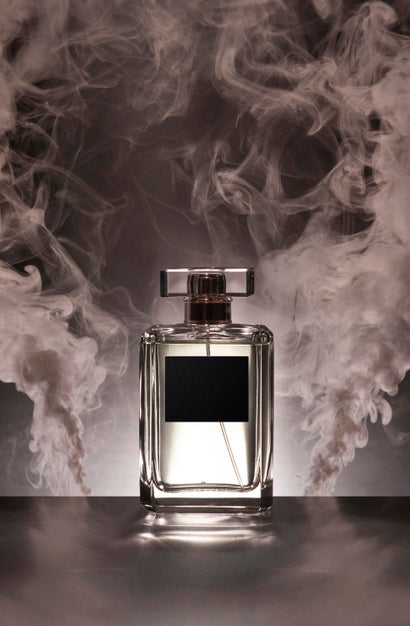 Perfume Bottle And Pink Smoke Psd